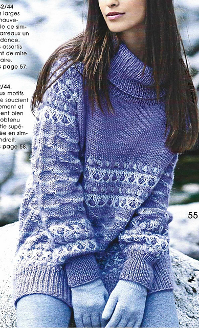 # 55 Pull raglan motif mailles lâchées