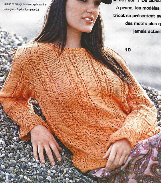 # 10 Pull orange à motifs