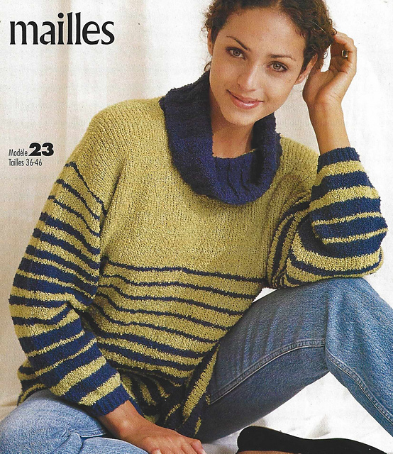 # 23 Pull en bleu foncé et kiwi