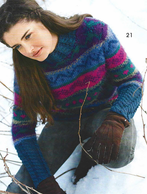 # 21 Jacquard Pullover with Cable Bands