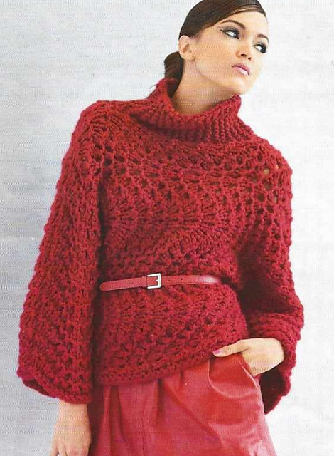 # 42 Sideways Knit Wave Pattern Pullover