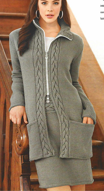 # 43/44 Cardigan et jupe avec bande torsadée