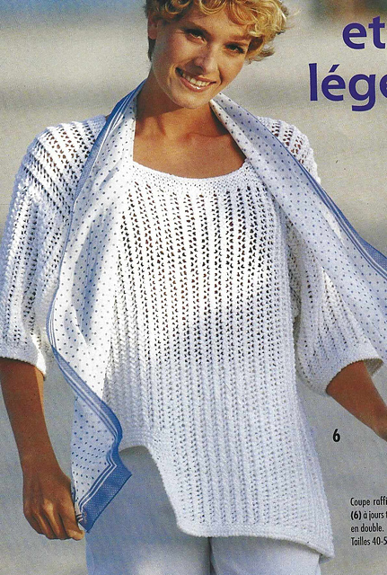 # 06 Pull blanc à motif ajouré