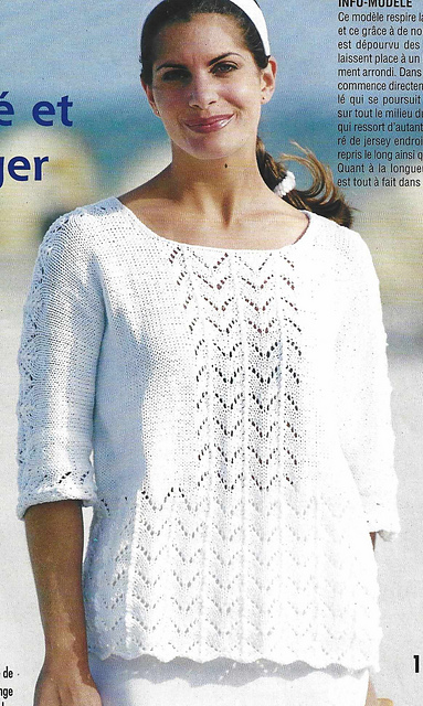 # 11 Pull blanc à plastron ajouré
