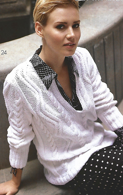 # 24 Pull blanc au motif d'aran