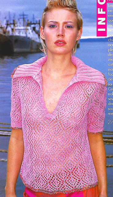 # 27 Polo fuchsia ajouré