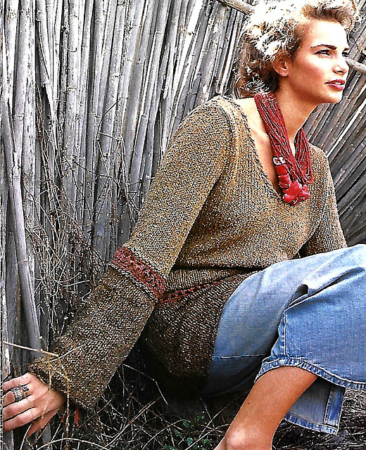 # 67 Pull patchwork en brun-rouille-rouge