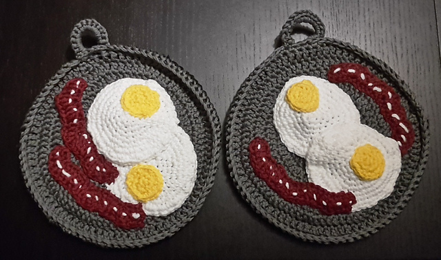 Eggs and Bacon in Skillet Potholder