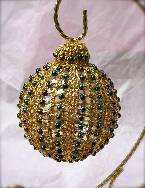 Lacy Stripes Beaded Ornament H-107