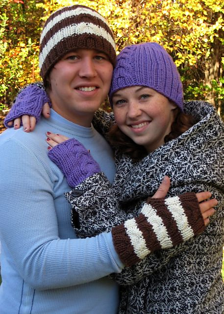 His & Hers Cabled Hat & Wrist Warmers