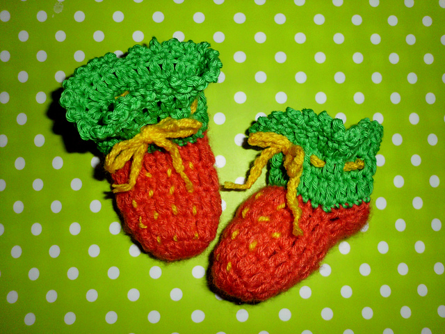 Strawberry Baby Booties