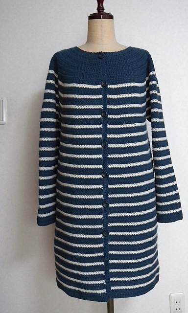 B. C. Crochet Striped Cardigan