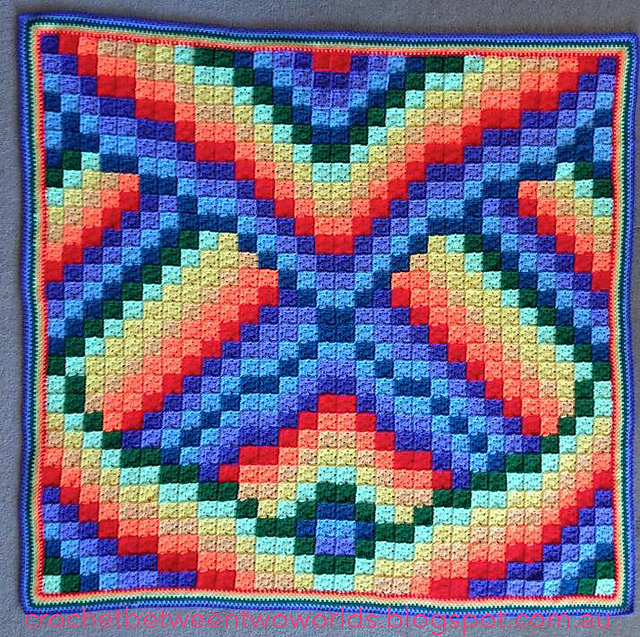 Rainbow Twist and Turn Bargello Afghan