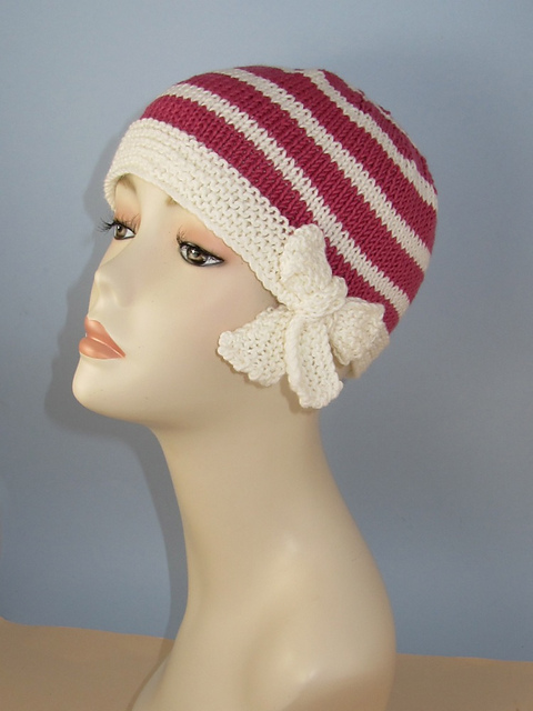 Tie Up Bow Stripe Beanie