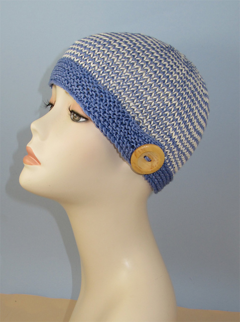 Button Up Stripe Beanie