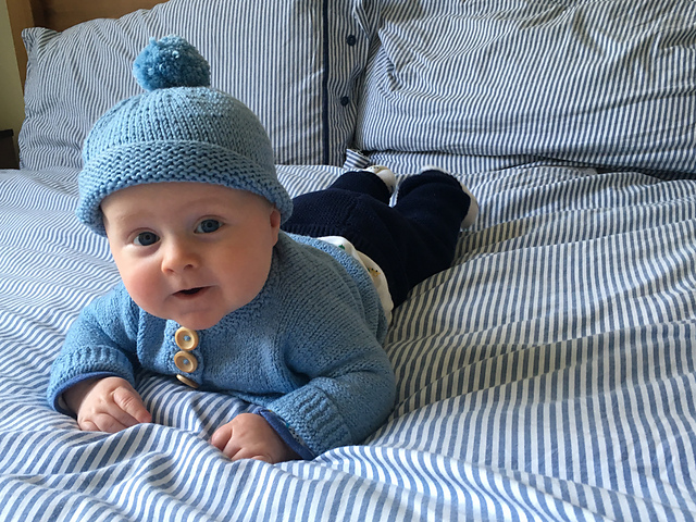 New Baby Matinee Coat,Bobble Beanie & Elephant