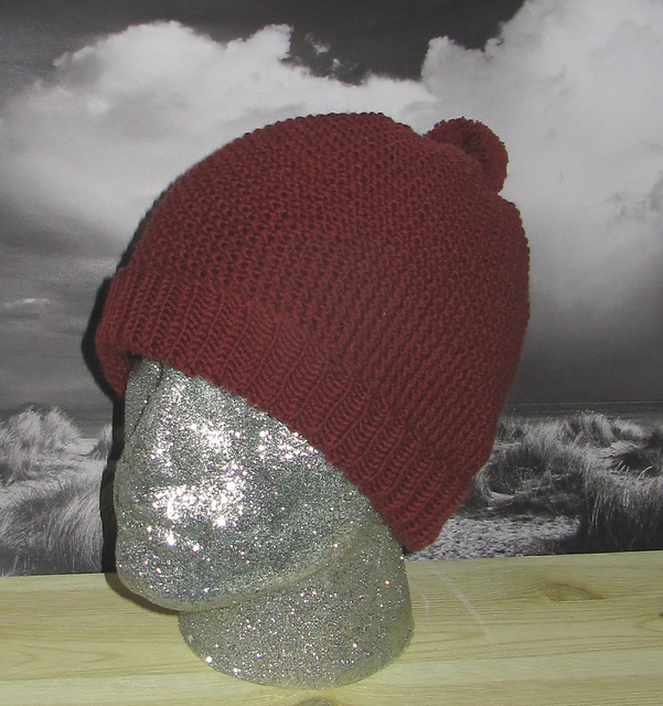 Moss Stitch (Seed Stitch)  Bobble (Pom-Pom)Beanie Hat