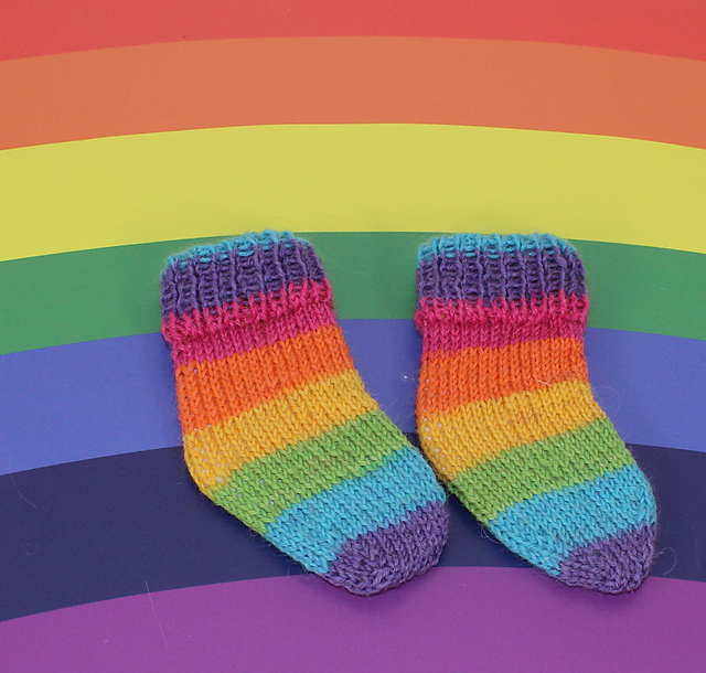 Preemie Baby Very Easy No Heel Rainbow Socks