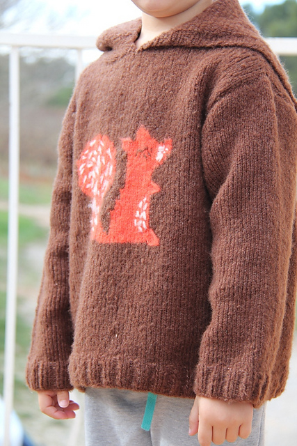 Modele pull capuche jacquard garcon