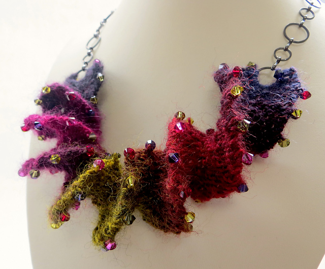 Crystal & Yarn Spiral Necklace