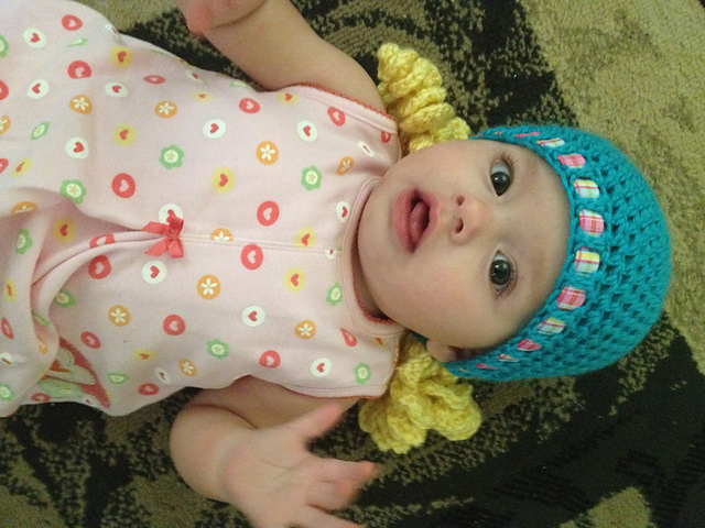 baby "hair" hat golden locks