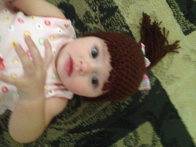 baby "hair" hat pony tail