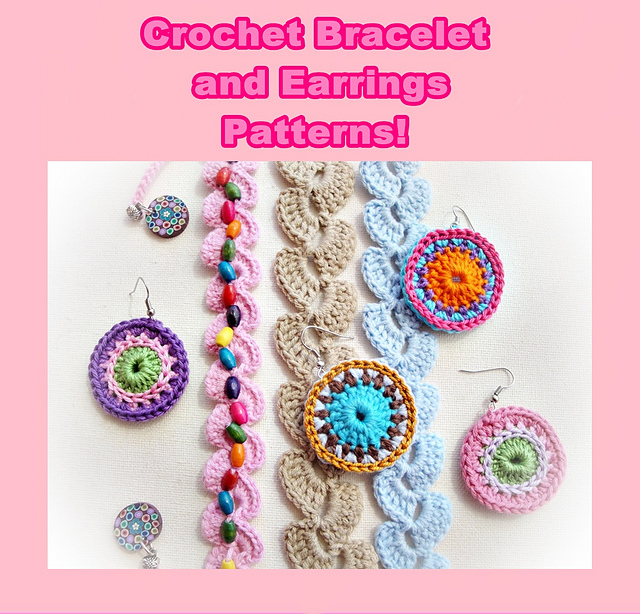 Crochet Bracelet and Earrings