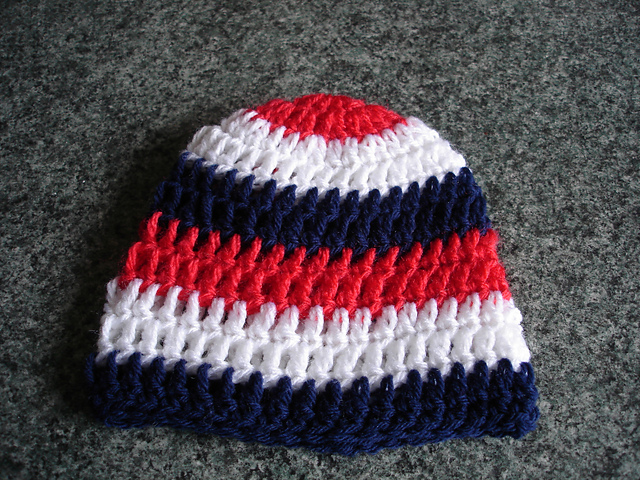 Red, White & Blue Baby Beanie Crochet Hat
