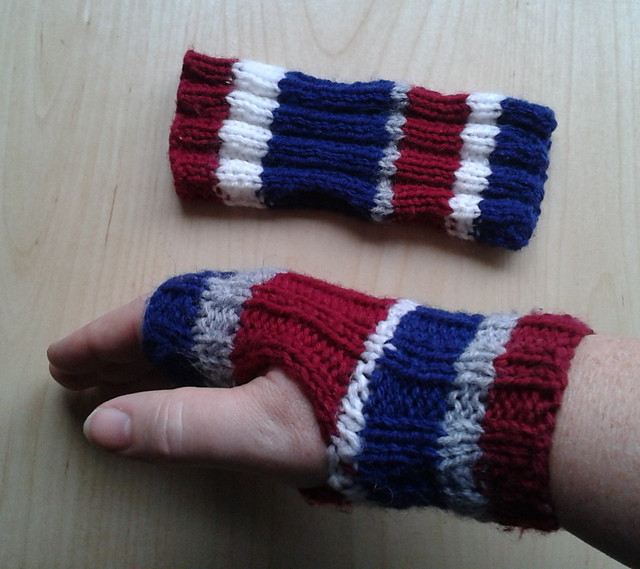 Striped Ribbed Mittens for Teens & Adults
