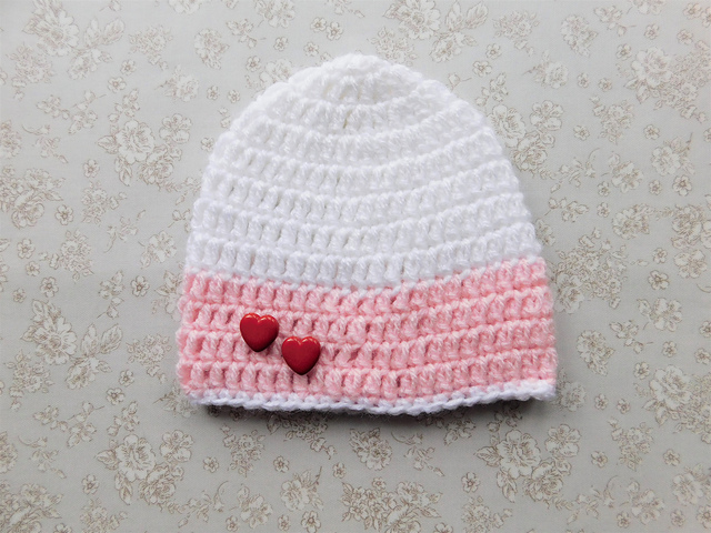 Cute as a  Button Crochet Baby Beanie Hat