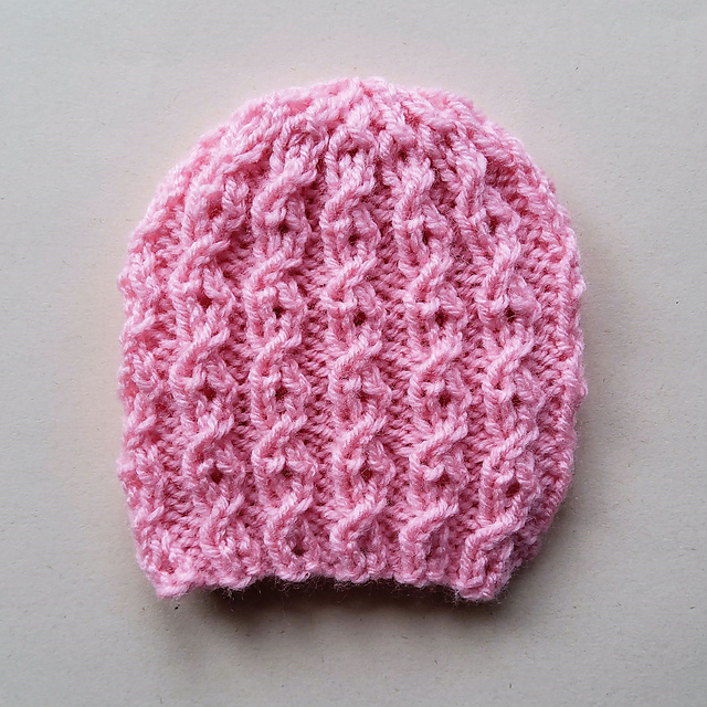 Lacy Faux Cable Baby Hats