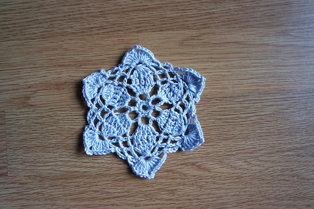 crochet grey dress with motifs