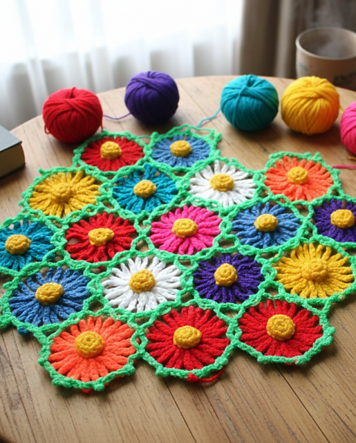 colorful daisy blanket