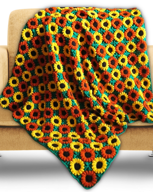 afghan with flowers