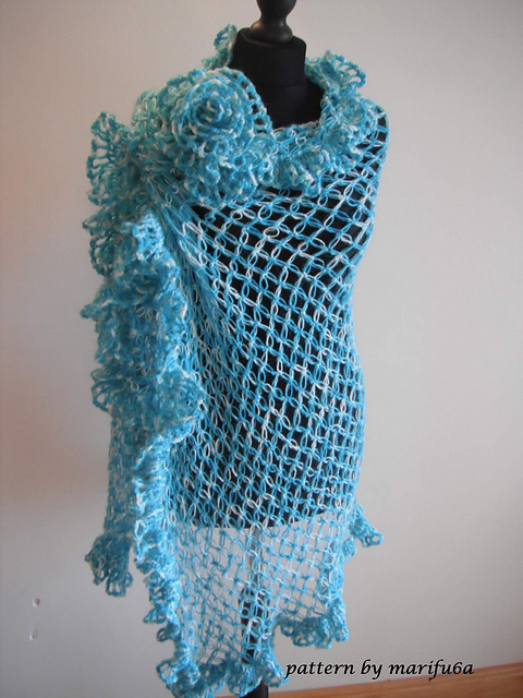 elegant ruffle rectangle shawl