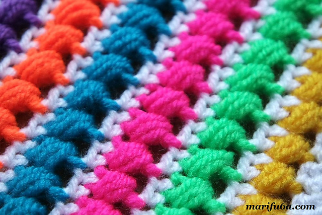 colorful puffs blanket