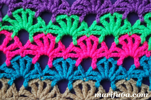 colorful Fan shell stitch
