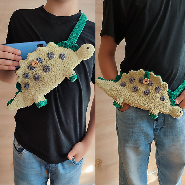 Sling bag - dino, festival bag, kids fanny pack
