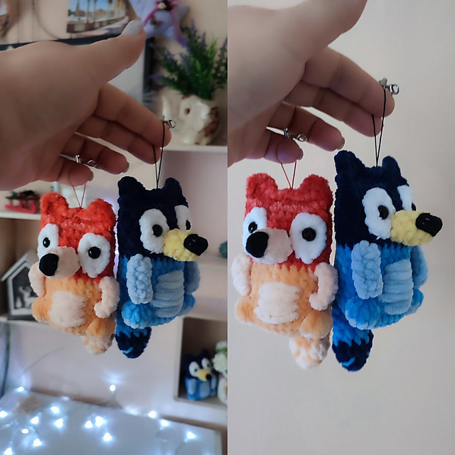 Heeler dog keychains amigurumi