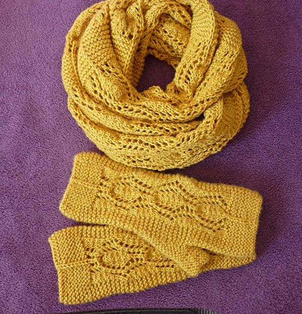 Autumn leaves cowl/mittens set
