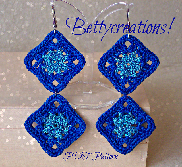 Crochet earrings ' Small Diamonds'