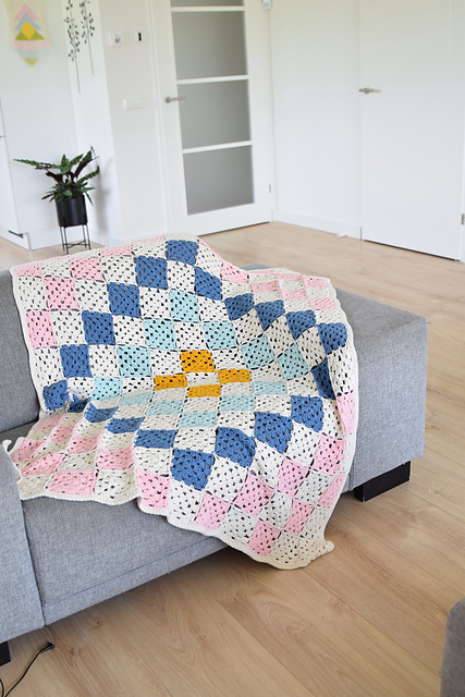 geometric granny square blanket