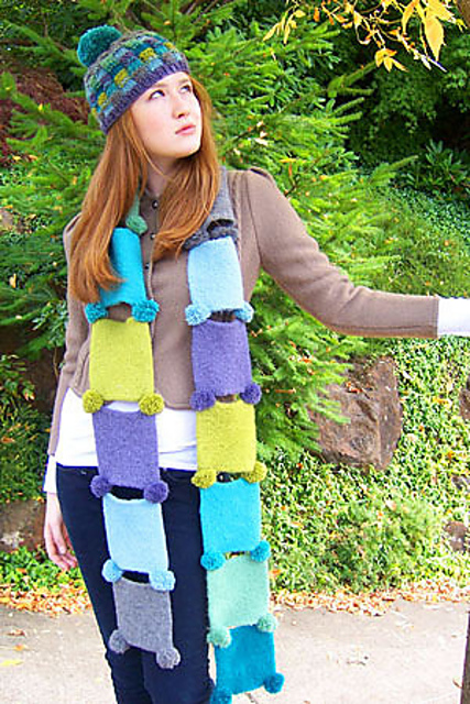 Felted Pom-Pom Scarf and Hat