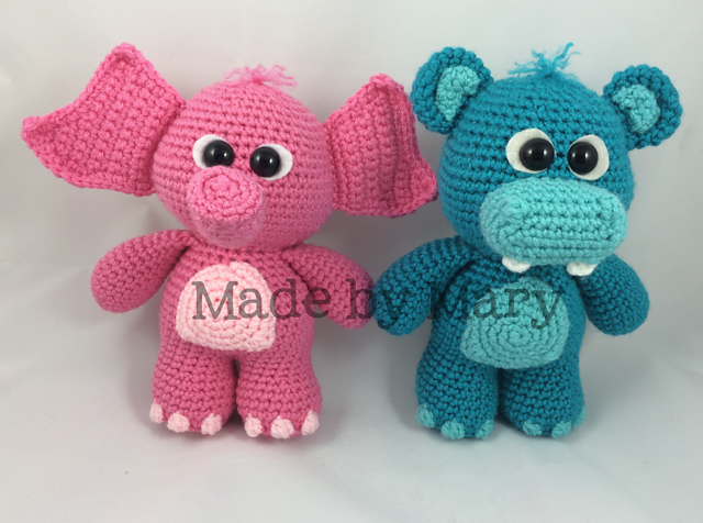 Baby Hippo and Elephant Amigurumi