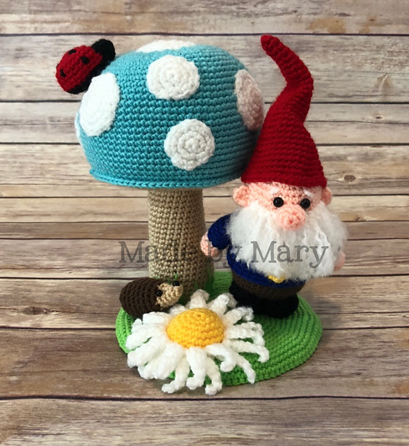Gnome and Toadstool Amigurumi Scene