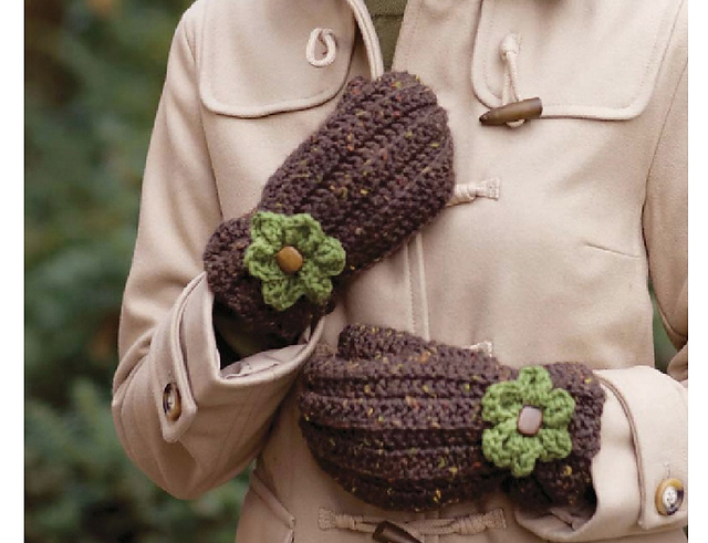 Mittens with Flared Tweed Hat