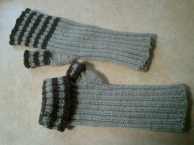 Striped Foldover Mitts