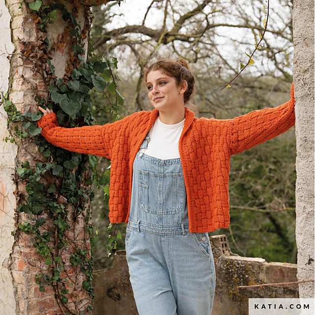 BASKETWEAVE ORANGE CARDIGAN
