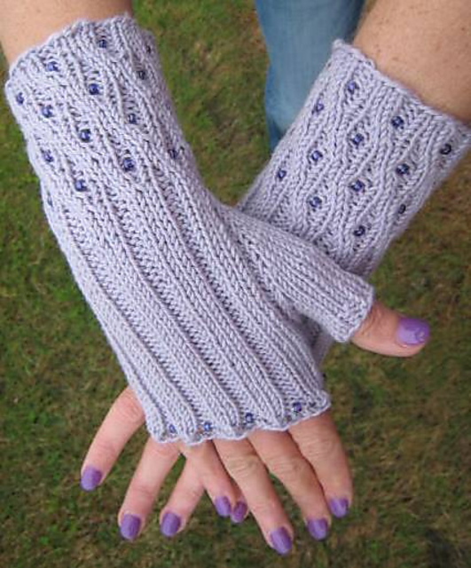 Fingerless Mitts with Beaded Cuff