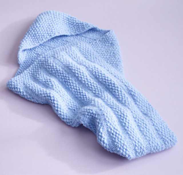 Hooded Seed Stitch Baby Blanket 10537AD